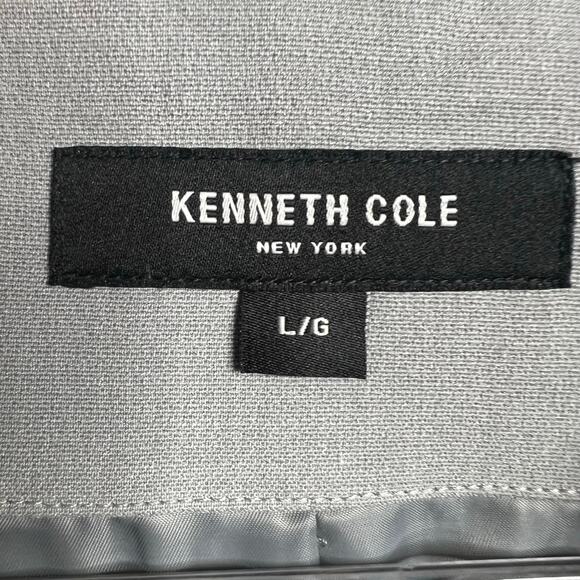 KENNETH COLE Trench Coat Belted Long Sleeve Shawl Collar Light Blue Size Large - Picture 8 of 10